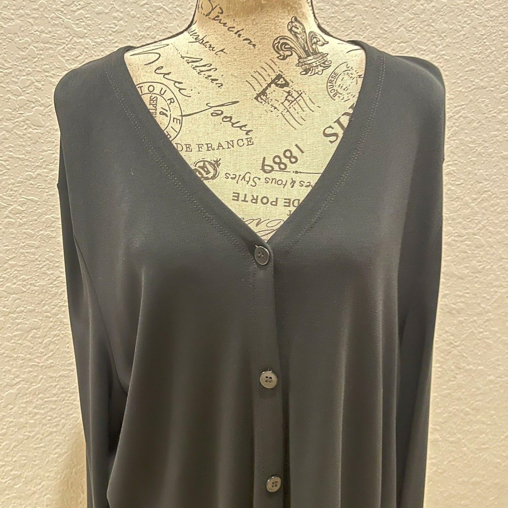 Josephine Chaus Studio Black Cardigan V Neck Long Sleeve Women XL Classic casual - Picture 4 of 7